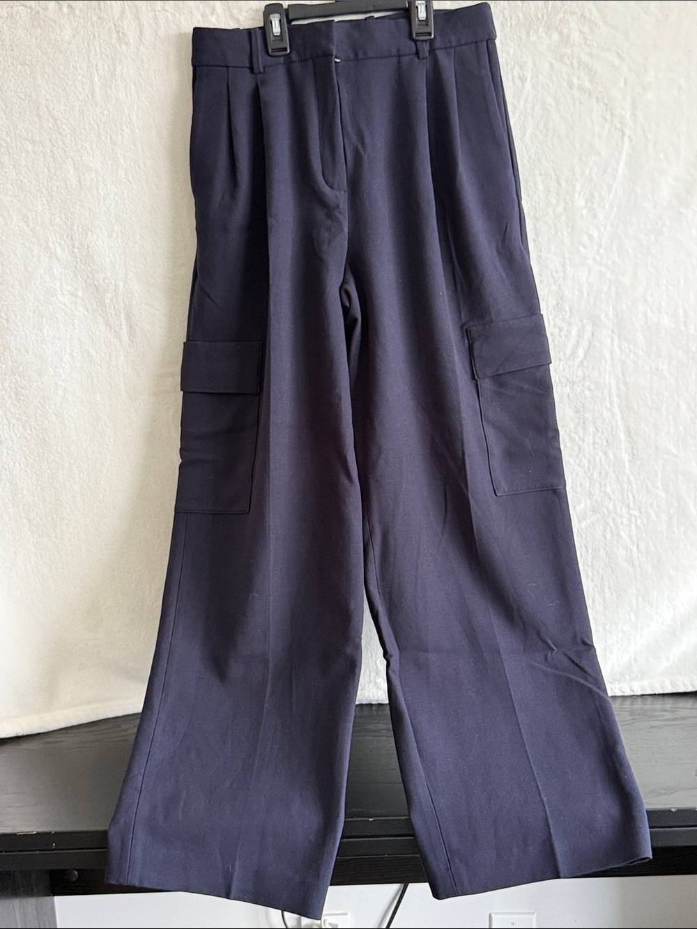 Babaton Navy Wide-Leg Cargo Pants